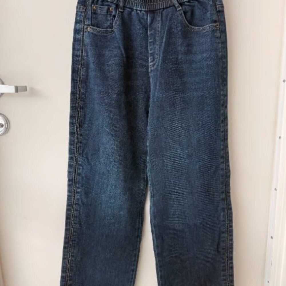 Blue-Grey Wide-Legged Straight Jeans – Rare Elastic Waist for Ultimate Comfort - Picture 9 of 9